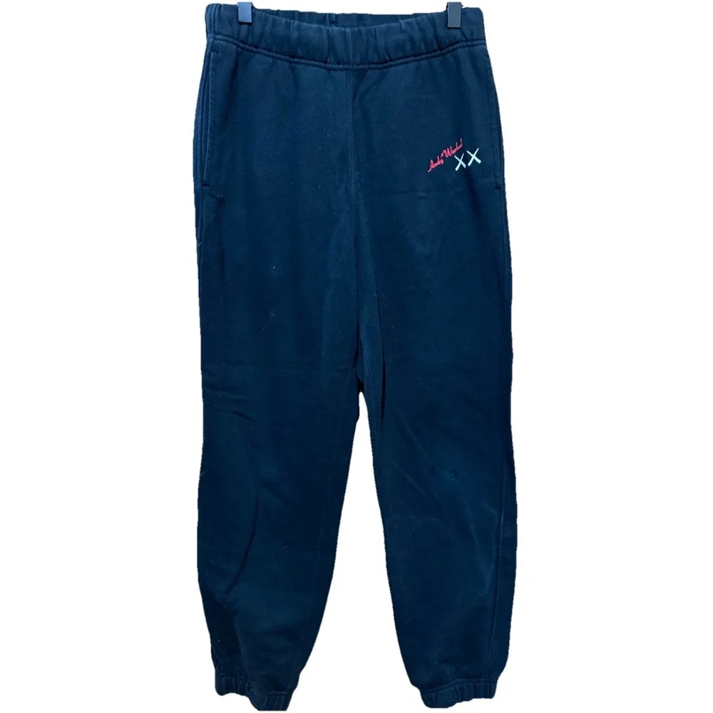 Uniqlo KAWS Warhol Pants Mens Small 28x28 Black Graphic Sweatpants Joggers Andy‎